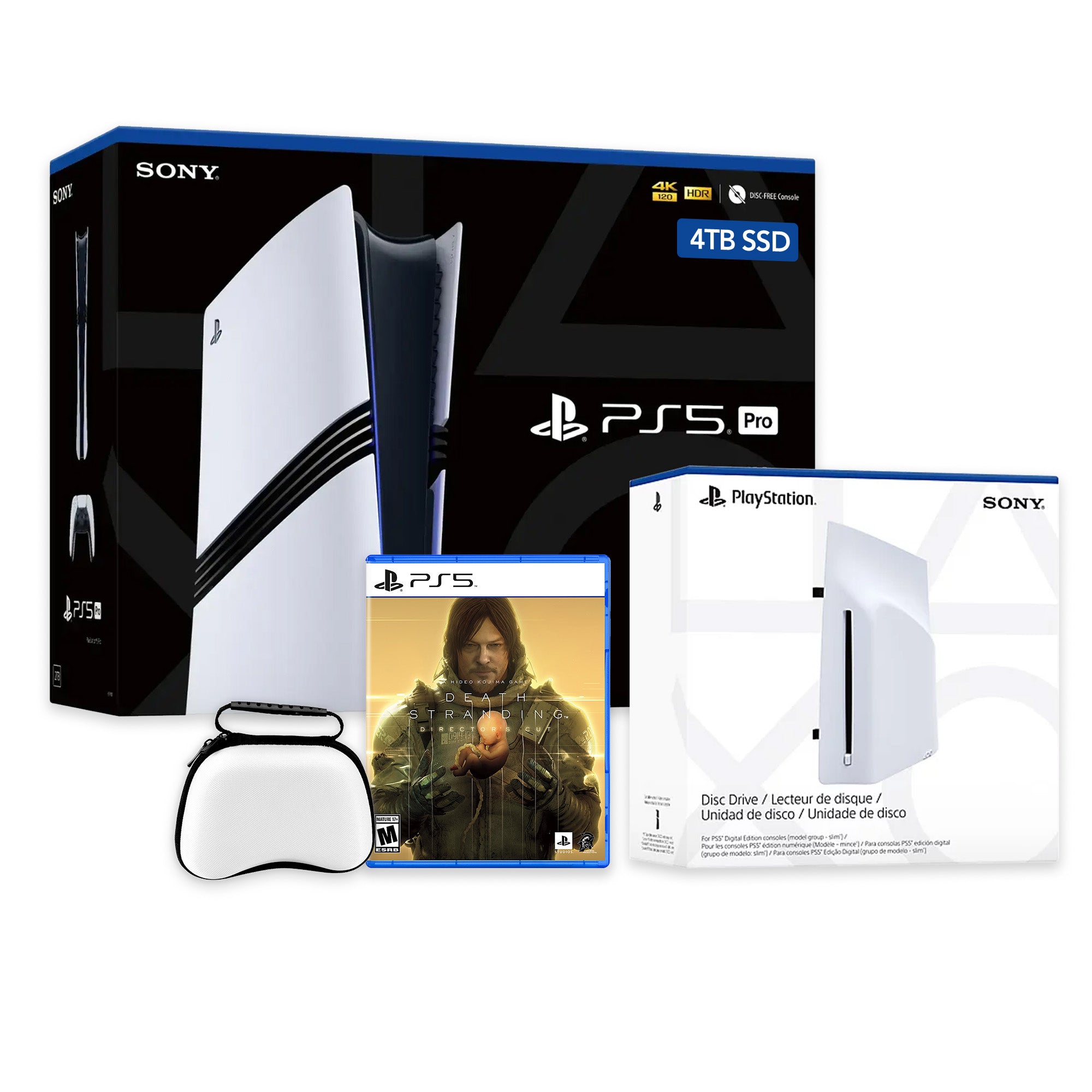 PlayStation 5 Pro 4TB SSD Console with Disc Drive, Wireless Controller and Case, DEATH STRANDING Director's Cut - CFI-7019 PS5 Pro PlayStation 5 Pro 4TB SSD Console with Disc Drive, Wireless Controller and Case, DEATH STRANDING Director's Cut - CFI-7019 PS5 Pro